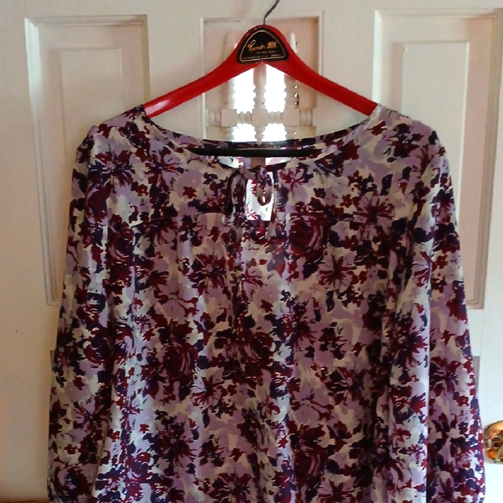 White Stag Red and Purple Blouse with Long Sleeves